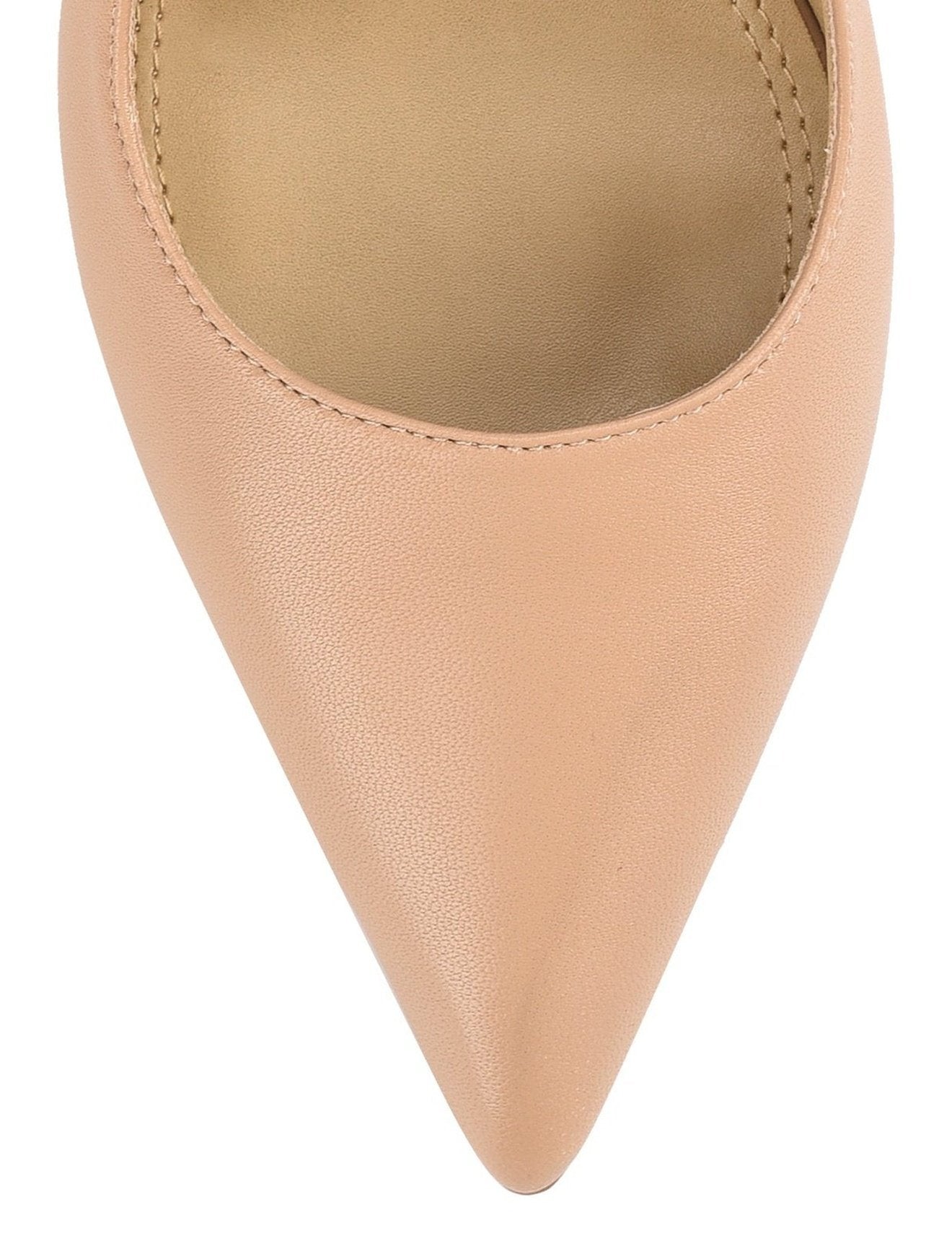 Women's stiletto high heel slingback with pointed toe in almond leather