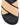 Women's black leather and natural raffia footbed sandal