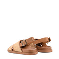 Women's tan leather and natural raffia footbed sandal