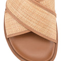 Women's tan leather and natural raffia footbed sandal