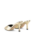 Women's gold metallic leather open toe pointed stiletto nmule