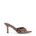 Women's leopard satin open toe pointed stiletto nmule