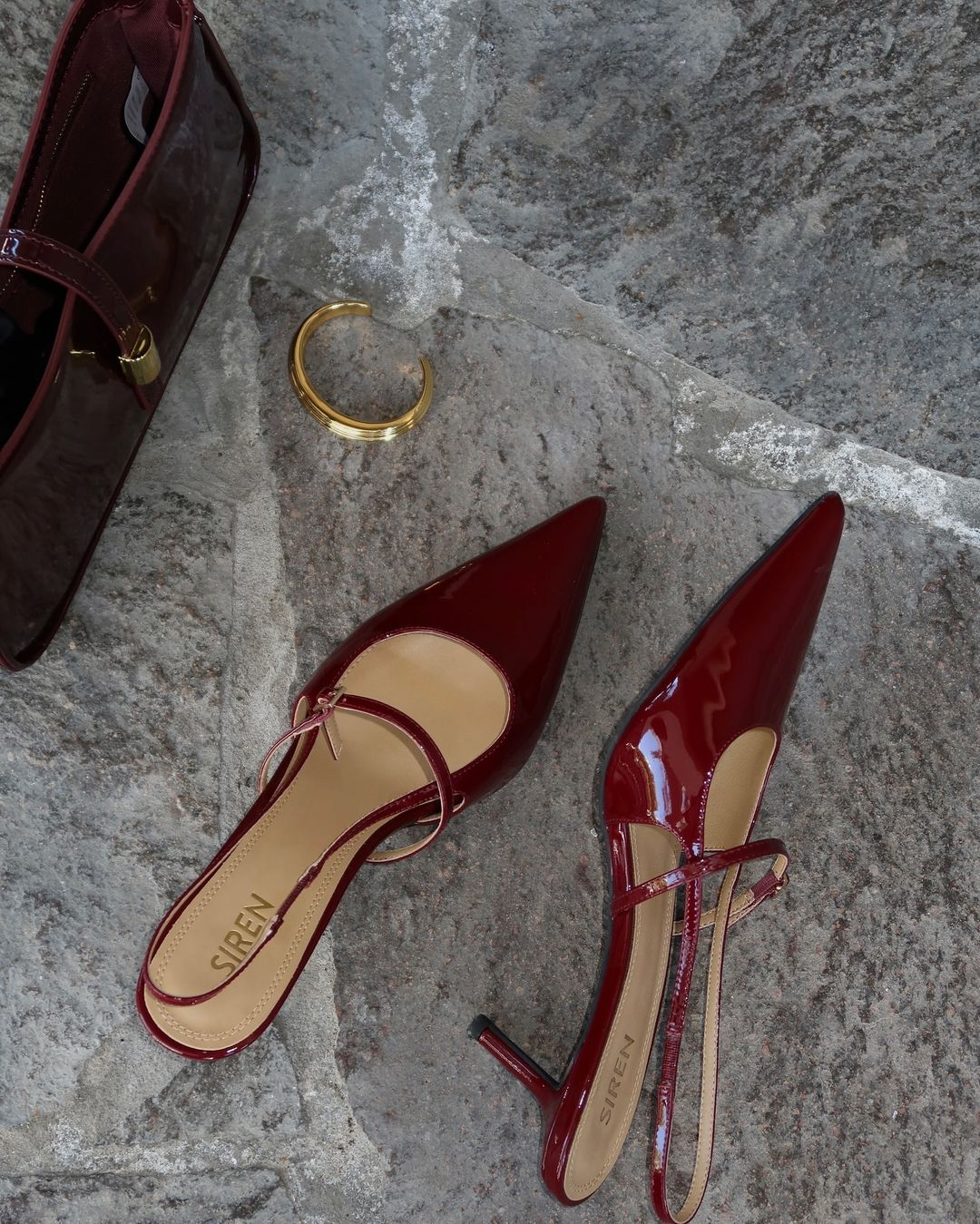 York Slingback Heel - Wine  Patent Leather