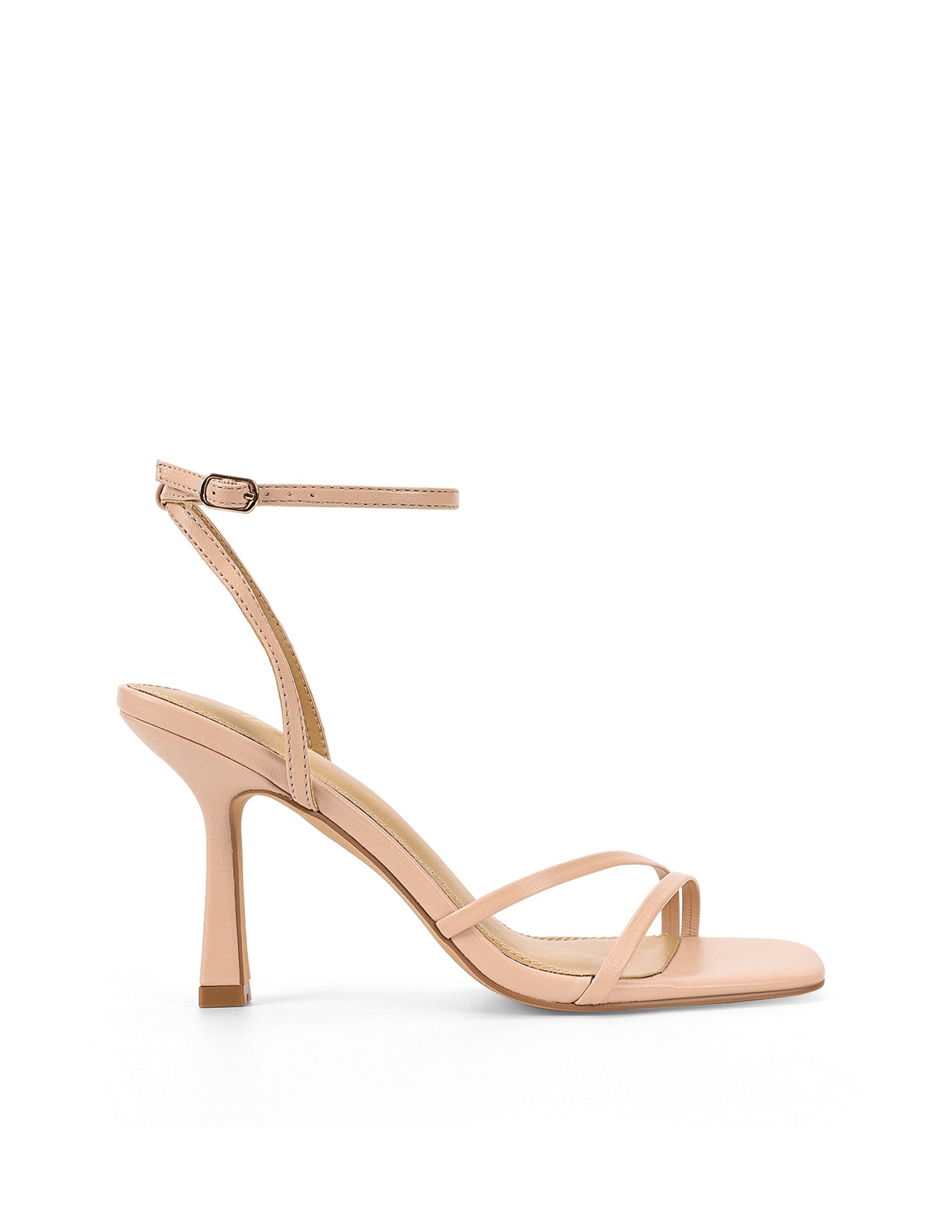 Women's nude leather high heel stiletto sandal