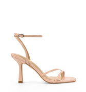 Women's nude leather high heel stiletto sandal