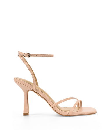 Women's nude leather high heel stiletto sandal