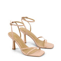 Women's nude leather high heel stiletto sandal