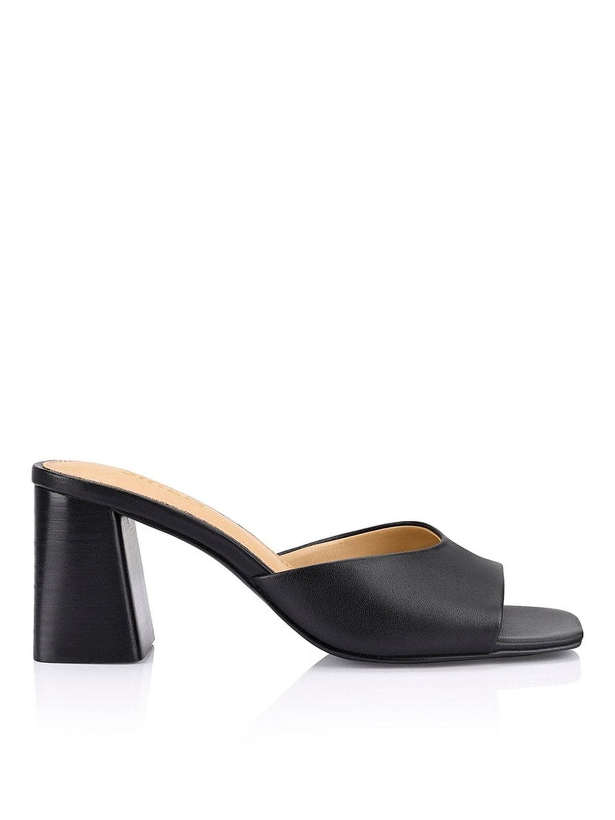 Stop Heeled Mules - Black Leather – Siren Shoes