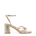 Women's gold metallic leather strappy block heels