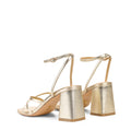 Women's gold metallic leather strappy block heels