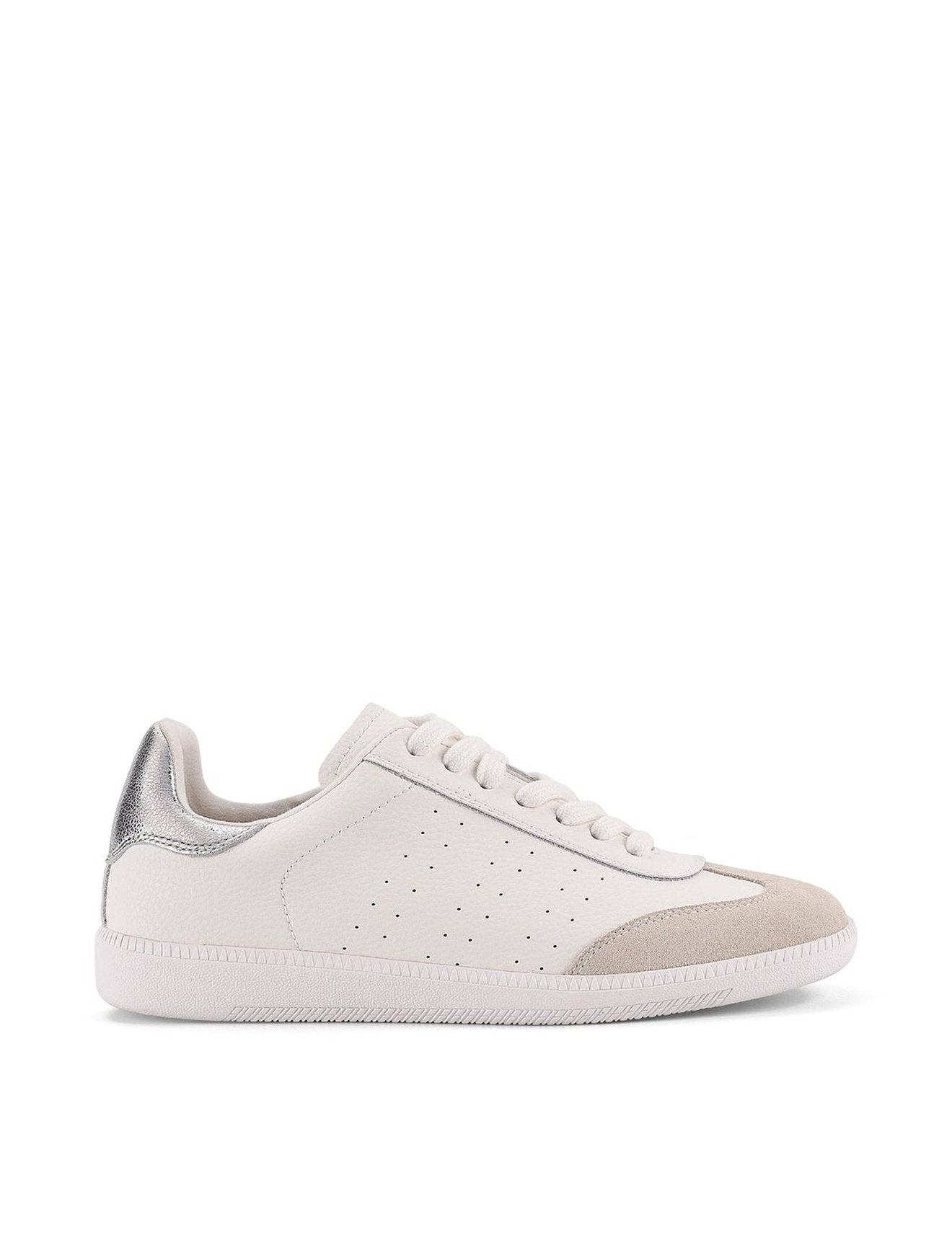 Women's white leather lace up sneaker 