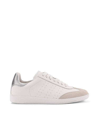 Women's white leather lace up sneaker 