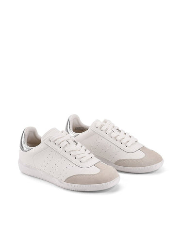 Women's white leather lace up sneaker 