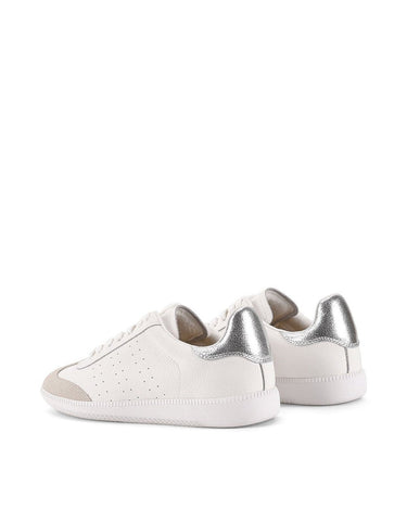 Women's white leather lace up sneaker 