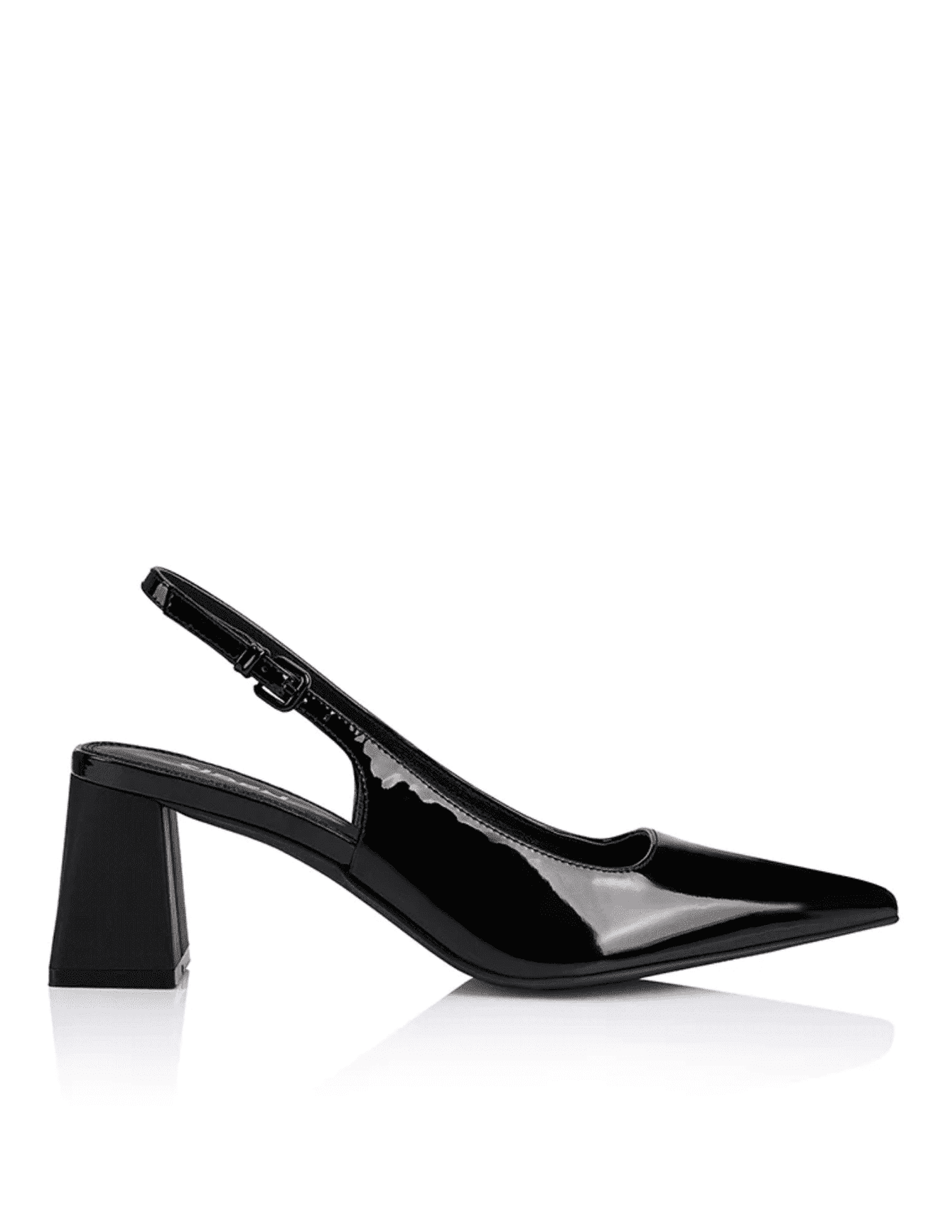 Yarra Pointed Toe Slingbacks - Black Patent Leather