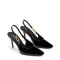 Women's black patent point toe stiletto slingback