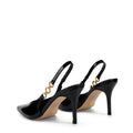 Women's black patent point toe stiletto slingback