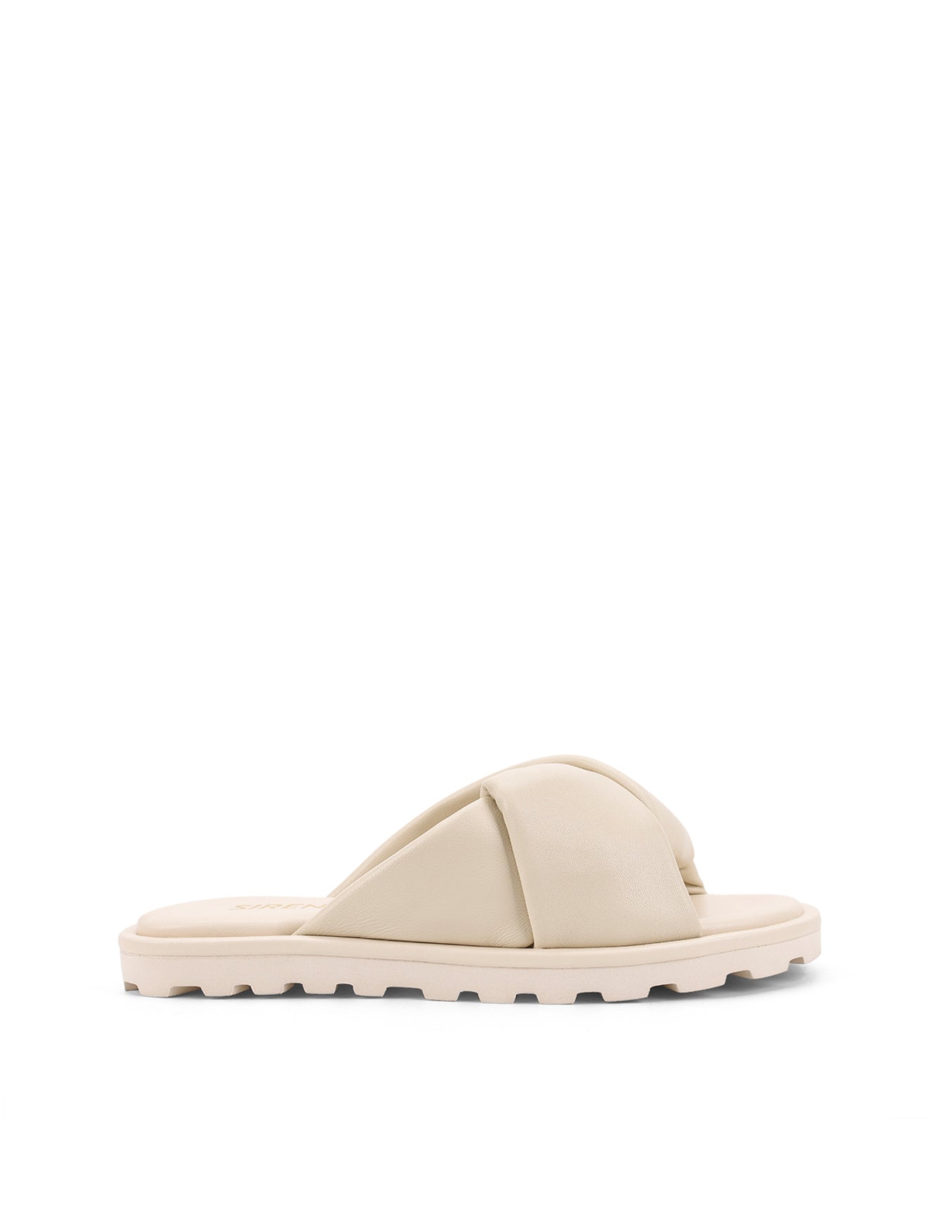 Womens soft beige leather slide 