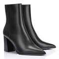 Women's black fashion high heel leather ankle boots