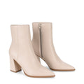 Women's fashion high heel ankle boots in bone leather