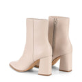 Women's fashion high heel ankle boots in bone leather