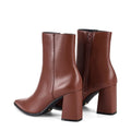 Women's rust leather high heeled ankle fashion boot