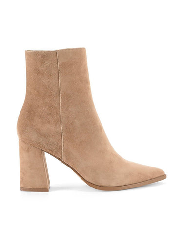 Women's fashion high heel ankle boots in walnut suede