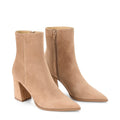 Women's fashion high heel ankle boots in walnut suede