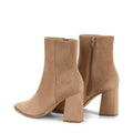 Women's fashion high heel ankle boots in walnut suede