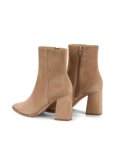 Women's fashion high heel ankle boots in walnut suede