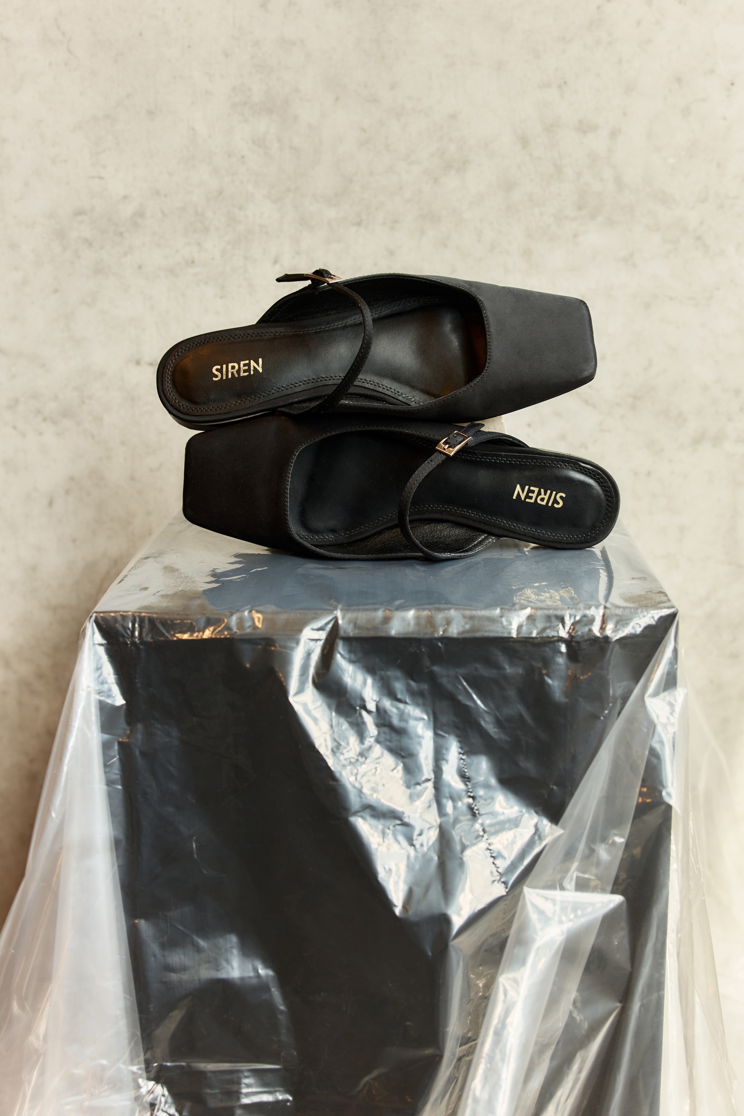 Xanthe Mary Jane Mules - Black Satin