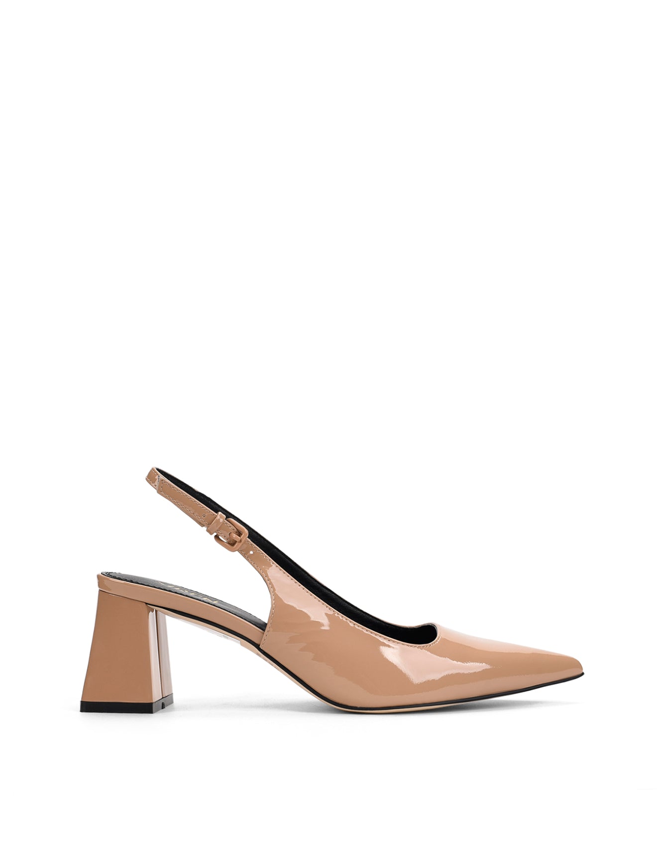 Yarra Pointed Toe Slingbacks - Almond Tan Patent Leather