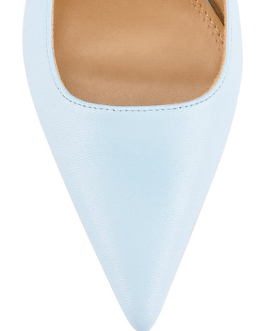 Women's pale blue leather slingback block heels