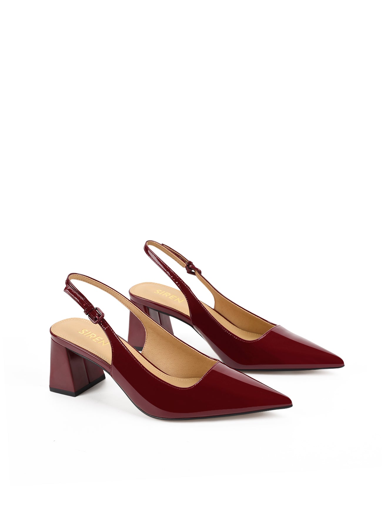 Yarra Pointed Toe Slingbacks - Red Wine Patent Leather