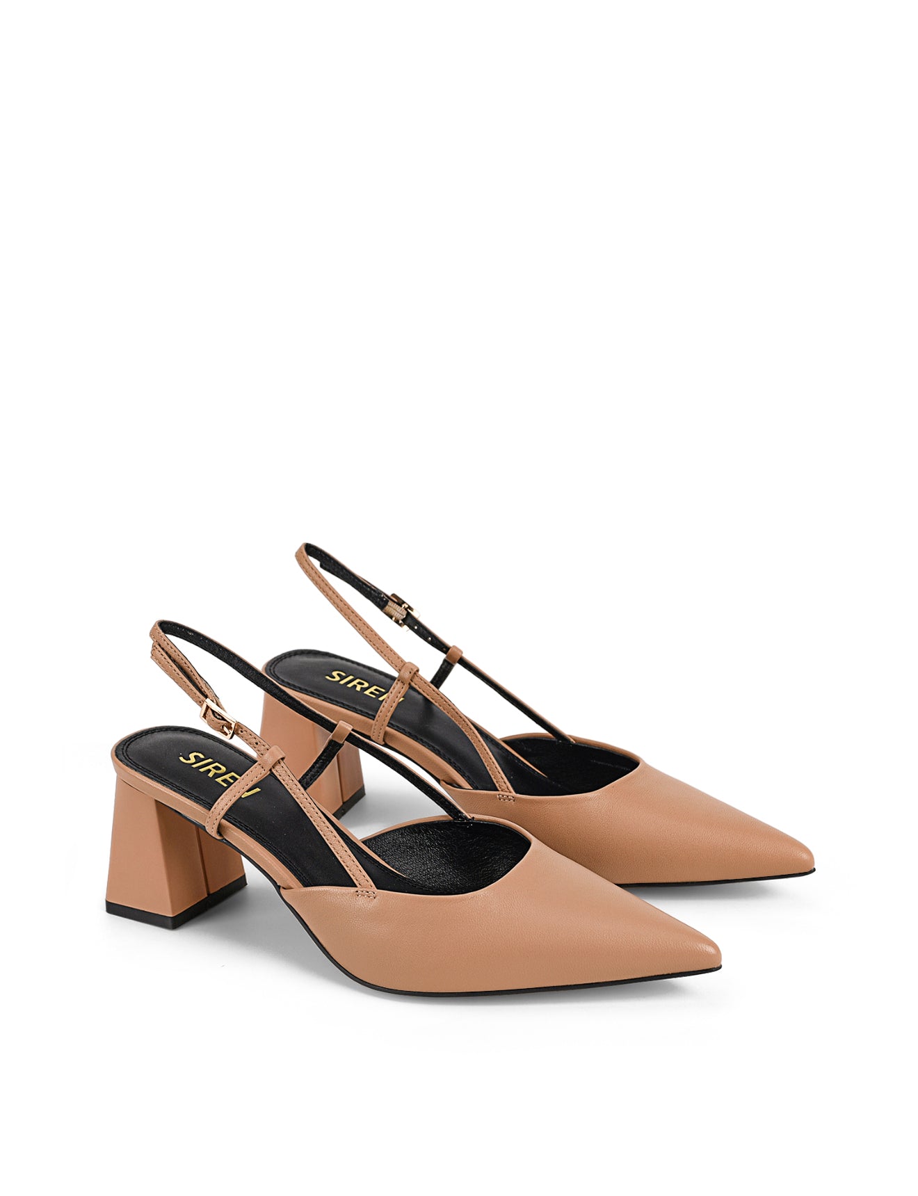 Yasmine Slingback Heels - Almond Tan Leather