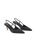 Women's black satin slingback kitten heels