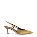 Women's bronze satin kitten heel slingback