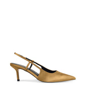 Women's bronze satin kitten heel slingback