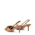 Women's tan leather slingback kitten heel with upper knot detailing